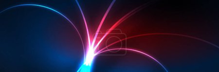 Ilustración de Neón brillante líneas de onda fluida, concepto de luz espacio de energía mágica, fondo abstracto fondo de pantalla de diseño - Imagen libre de derechos