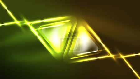 Ilustración de Fondo abstracto de neón digital, triángulos y luces Plantilla de diseño geométrico - Imagen libre de derechos