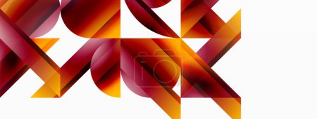 Illustration for Gradient color triangles and circles on white. Dynamic blend creating captivating visual impact. Geometric background for digital designs, presentations, website banners, social media posts - Royalty Free Image