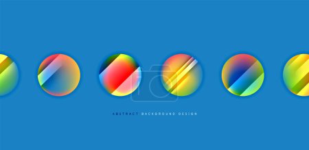 Illustration for Colorful shiny and glossy circles abstract composition with light and shadow effects, geometric vector abstract background - Royalty Free Image