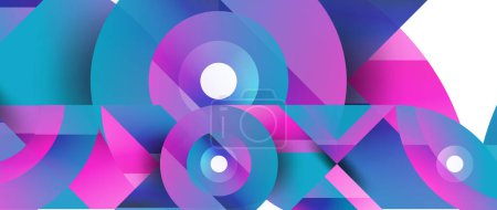 Illustration for Geometric fusion - abstract harmony of triangles and circles in minimalist background design. Shapes and lines design for wallpaper, banner, background, landing page, wall art, invitation, prints - Royalty Free Image