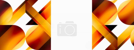 Photo for Vibrant color triangles and circles on white background intertwine to create captivating and harmoniously balanced composition for digital designs, presentations, website banners, social media posts - Royalty Free Image