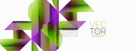 Ilustración de Vibrantes triángulos de color y círculos sobre fondo blanco se entrelazan para crear una composición cautivadora y armoniosamente equilibrada para diseños digitales, presentaciones, banners de sitios web, publicaciones en redes sociales - Imagen libre de derechos
