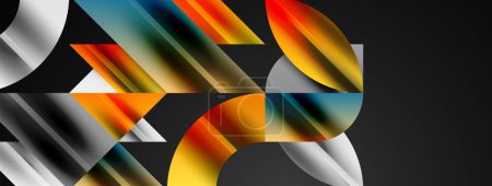 Ilustración de Formas geométricas abstractas que simbolizan la tecnología creativa, el arte digital, la comunicación social y la ciencia moderna. Ideal para carteles, portadas, banners, folletos y sitios web - Imagen libre de derechos
