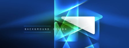 Ilustración de Fondo de línea brillante de neón geométrico vibrante. Una pantalla audaz e impresionante de formas, líneas, colores y brillo, perfecta para diseños modernos futuristas, presentaciones de alta tecnología, páginas web de tecnología - Imagen libre de derechos