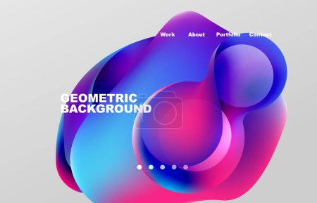 Illustration for Landing page abstract liquid background. Flowing shapes, round design and circle. Web page for website or mobile app wallpaper - Royalty Free Image
