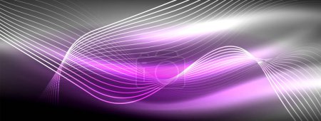 Illustration for Glowing neon wave abstract background - vibrant, luminescent waves pulsate in a captivating and electrifying display - Royalty Free Image
