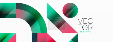 Illustration for Geometric background with squares, triangles, circles. Shapes harmoniously interact, creating visually striking design for digital designs, presentations, website banners, social media posts - Royalty Free Image
