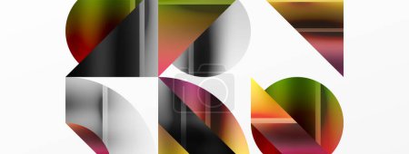 Ilustración de Elegancia minimalista brilla a través de este fondo metálico, mostrando la composición de círculos y triángulos, creando obra maestra geométrica - Imagen libre de derechos