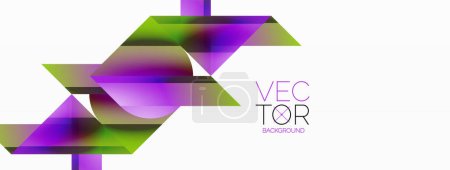 Illustration for Vibrant color triangles and circles on white background intertwine to create captivating and harmoniously balanced composition for digital designs, presentations, website banners, social media posts - Royalty Free Image