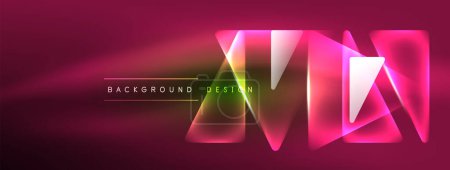 Illustration for Vibrant Geometric Neon Shiny Line Background. A Bold and Stunning Display of Shapes, Lines, Colors, and Glow, Perfect for Futuristic Modern Designs, Hi-tech Presentations, Technology Web Pages - Royalty Free Image