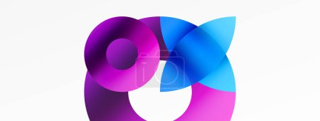 Ilustración de Formas geométricas redondas abstractas con gradientes. Concepto para la tecnología creativa, el arte digital, la comunicación social y la ciencia moderna. Ideal para carteles, portadas, banners, folletos y sitios web - Imagen libre de derechos