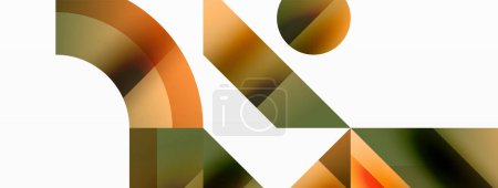 Illustration for Geometric background with squares, triangles, circles. Shapes harmoniously interact, creating visually striking design for digital designs, presentations, website banners, social media posts - Royalty Free Image