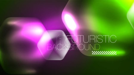 Photo for Technology Digital Neon Abstract Background, Abstract Hexagons, Digital Cyberspace, Modern Hi-tech, Science, Futuristic Techno Design Template - Royalty Free Image