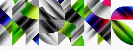 Ilustración de Formas geométricas abstractas que simbolizan la tecnología creativa, el arte digital, la comunicación social y la ciencia moderna. Ideal para carteles, portadas, banners, folletos y sitios web - Imagen libre de derechos