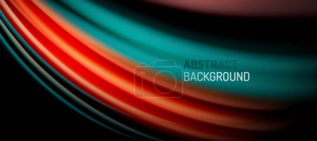 Téléchargez les photos : Lignes d'onde de couleur arc-en-ciel sur noir. Techno ou fond abstrait d'entreprise pour affiches, couvertures, bannières, brochures, sites Web - en image libre de droit