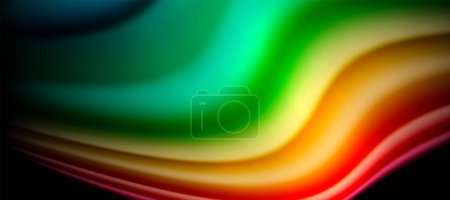 Photo for Rainbow color wave lines on black. Techno or business abstract background for posters, covers, banners, brochures, websites - Royalty Free Image