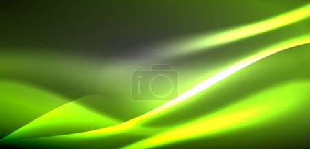 Illustration for Neon-lit waves surge across background, mesmerizing dance of luminescence and motion. Dynamic backdrop captures essence of energy and modern aesthetics - Royalty Free Image