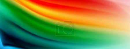 Ilustración de Color arco iris seda borrosa línea ondulada fondo sobre fondo blanco, lujosamente vibrante visualmente cautivante. Impresionante mezcla de colores que recuerdan al arco iris, sedoso y elegantemente borroso patrón ondulado - Imagen libre de derechos