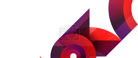 Ilustración de La fusión geométrica - la armonía abstracta de los triángulos y los círculos en el diseño minimalista de fondo. Diseño de formas y líneas para papel pintado, banner, fondo, landing page, arte mural, invitación, impresiones - Imagen libre de derechos
