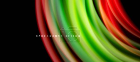 Ilustración de Líneas de onda de color arco iris en negro. Techno o fondo abstracto de negocios para carteles, cubiertas, pancartas, folletos, sitios web - Imagen libre de derechos