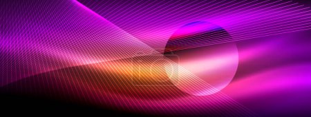 Ilustración de Neón luz brillante línea vectores: colores vibrantes, líneas elegantes. Estilo de diseño cautivador inspirado en carteles de neón. Energía eléctrica para sitios web, anuncios y más - Imagen libre de derechos