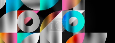 Ilustración de Composición de patrones de mosaico que presenta una interacción armoniosa de triángulos, líneas y elementos redondos, creando un diseño visualmente atractivo y dinámico para carteles, cubiertas, pancartas, folletos, sitios web - Imagen libre de derechos