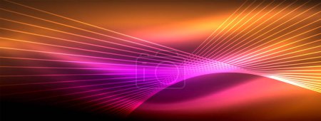 Illustration for Neon light glowing line vectors: vibrant colors, sleek lines. Captivating design style inspired by neon signs. Electric energy for websites, ads, and more - Royalty Free Image