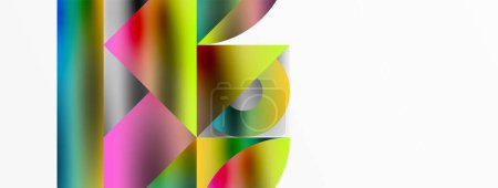 Téléchargez les illustrations : Composition de motifs mosaïques avec un jeu harmonieux de triangles, de lignes et d'éléments ronds, créant un design visuellement engageant et dynamique pour les affiches, les couvertures, les bannières, les brochures, les sites Web - en licence libre de droit