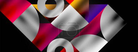 Illustration for Mosaic pattern composition featuring harmonious interplay of triangles, lines, and round elements, creating a visually engaging and dynamic design for posters, covers, banners, brochures, websites - Royalty Free Image