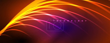 Illustration for Light beams, neon lines abstract background. Vector Illustration For Wallpaper, Banner, Background, Card, Book Illustration, landing page - Royalty Free Image