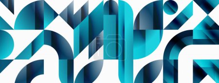 Illustration for Assorted geometric shapes unite in a minimalistic abstract backdrop, offering a versatile canvas for contemporary design for digital designs, presentations, website banners, social media posts - Royalty Free Image