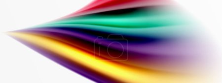 Photo for Rainbow color silk blurred wavy line background on white, luxuriously vibrant visually captivating backdrop. Stunning blend of colors reminiscent of rainbow, silky and gracefully blurred wavy pattern - Royalty Free Image