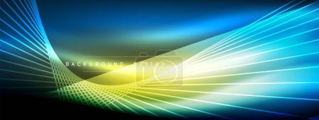 Illustration for Neon light glowing line vectors: vibrant colors, sleek lines. Captivating design style inspired by neon signs. Electric energy for websites, ads, and more - Royalty Free Image