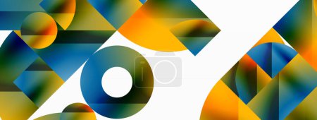 Illustration for Circles and diverse shapes converge, fashioning contemporary backdrop igniting creativity. Design for digital designs, presentations, website banners, social media posts - Royalty Free Image