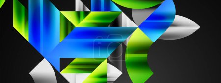 Ilustración de Fondo geométrico abstracto con formas geométricas abstractas. Concepto de tecnología creativa, arte digital, comunicación social, ciencia moderna para póster, portada, pancarta, folleto, sitio web - Imagen libre de derechos