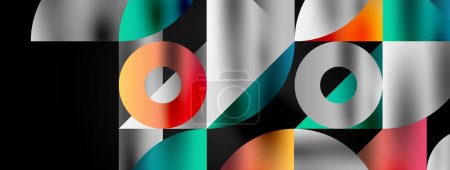 Ilustración de Composición de patrones de mosaico que presenta una interacción armoniosa de triángulos, líneas y elementos redondos, creando un diseño visualmente atractivo y dinámico para carteles, cubiertas, pancartas, folletos, sitios web - Imagen libre de derechos
