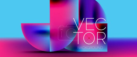 Illustration for Sleek podium with abstract composition of squares, circles, and triangles, adorned with vibrant fluid gradients for wallpaper, banner, background, landing page, wall art, invitation, print, poster - Royalty Free Image