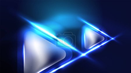 Illustration for Digital Neon Abstract Background, Triangles And Lights Geometric Design Template - Royalty Free Image