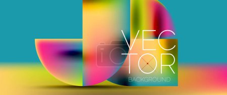 Ilustración de Podio hecho a mano para la exhibición cautivadora de cuadrados de geometría abstracta, círculos, triángulos y gradientes que fluyen armonizan en la presentación visualmente sorprendente para el papel pintado, bandera, fondo - Imagen libre de derechos