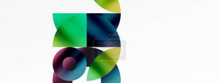 Téléchargez les illustrations : Formes géométriques rondes abstraites avec gradients. Concept pour la technologie créative, l'art numérique, la communication sociale et la science moderne. Idéal pour les affiches, couvertures, bannières, brochures et sites Web - en licence libre de droit