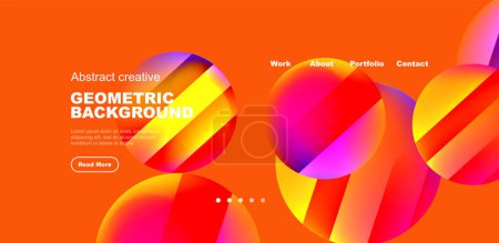 Illustration for Colorful shiny and glossy circles abstract composition with light and shadow effects, geometric vector abstract background - Royalty Free Image