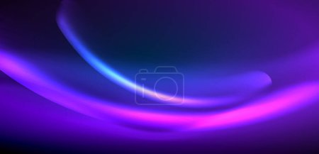 Photo for Dynamic waves in ethereal glow of neon lights. Concept merges fluidity of motion with vibrant allure of neon, crafting entrancing backdrop that embodies both vitality and futuristic sophistication - Royalty Free Image