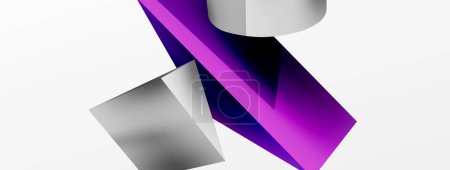 Ilustración de Vector 3d abstract background. Shapes 3d triangle and cylinder. Trendy techno business template for wallpaper, banner, background or landing - Imagen libre de derechos