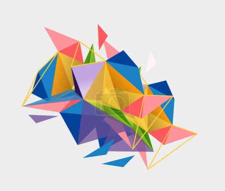 Téléchargez les illustrations : Composition mosaïque triangle fond abstrait géométrique, expérience visuelle dynamique et structurée - en licence libre de droit