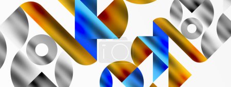 Ilustración de Disposición artística de triángulos, líneas y elementos circulares en un patrón de mosaico geométrico fascinante, que ofrece una composición visualmente dinámica y cautivadora - Imagen libre de derechos