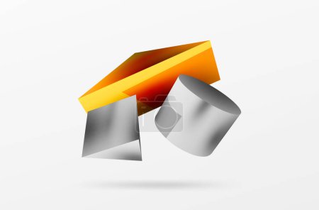 Ilustración de Vector 3d abstract background. Shapes 3d triangle and cylinder. Trendy techno business template for wallpaper, banner, background or landing - Imagen libre de derechos