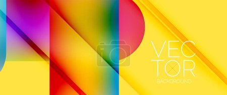 Illustration for Dynamic bright colorful geometric elements with fluid gradients, lights, shadows blend in a minimal backdrop, creating captivating composition - Royalty Free Image