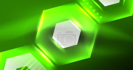 Illustration for Neon hexagon background. Hi-tech design for wallpaper, banner, background, landing page, wall art, invitation, prints, posters - Royalty Free Image