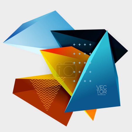 Illustration for Vector 3d triangles geometric abstract background - Royalty Free Image